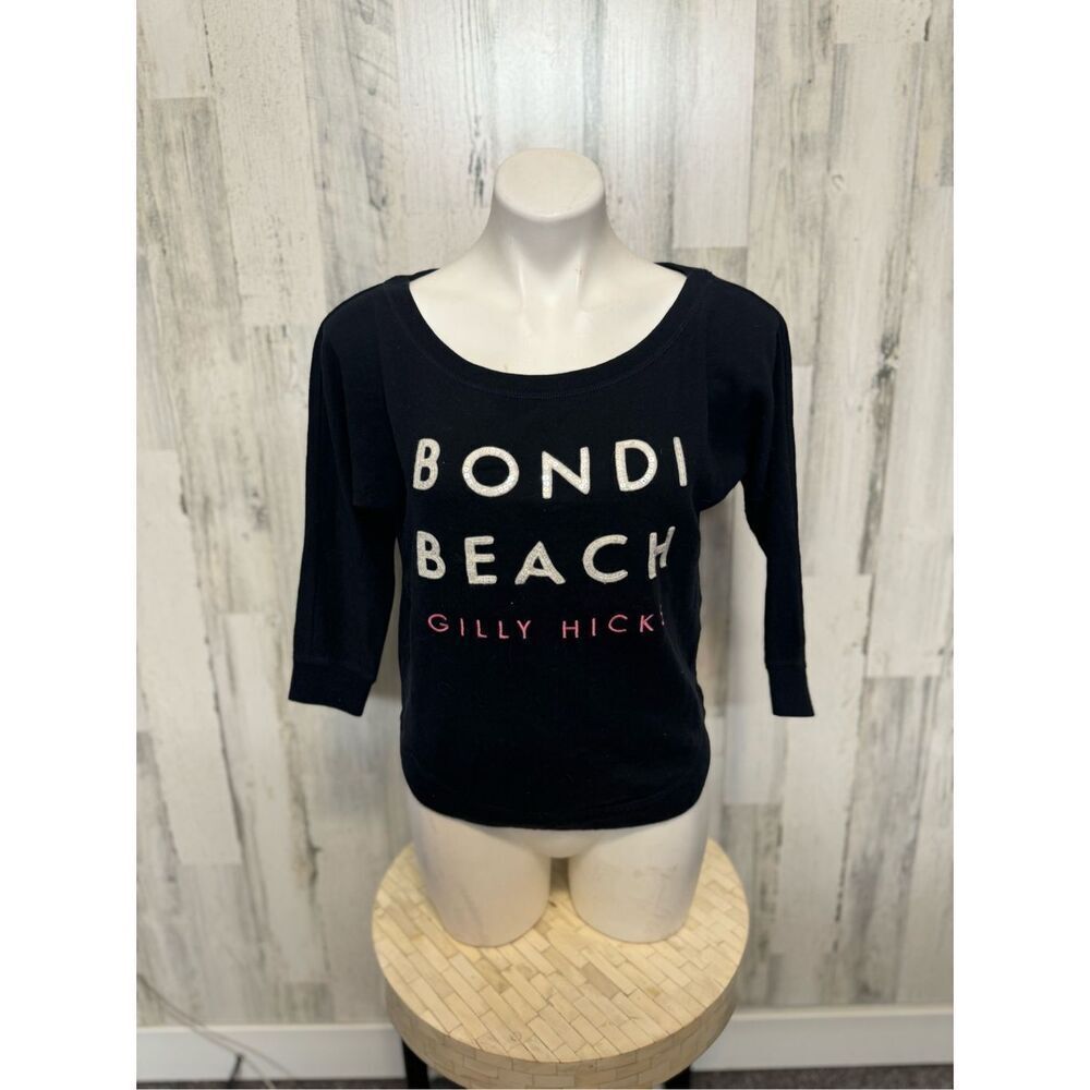 Gilly Hicks Bondi Beach Graphic Top Navy Long Sleeve Tee XS